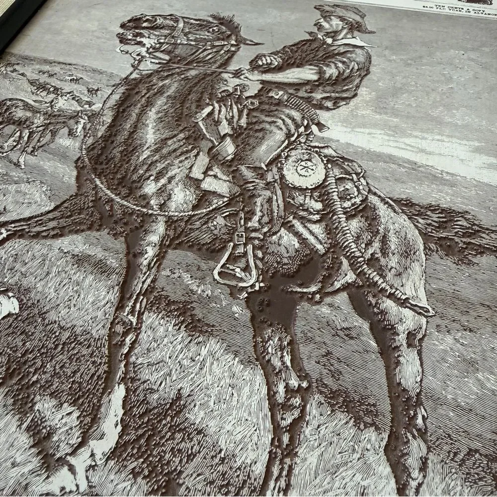 1886 Harper's Weekly Magazine Cover Page Engraved Texture Art Remington Framed